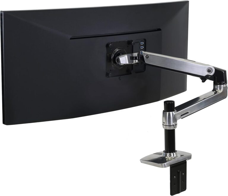 Ergotron LX Monitor Arm: Single Desk Mount for Flat, Curved & Ultrawide Monitors up to 34 Inches