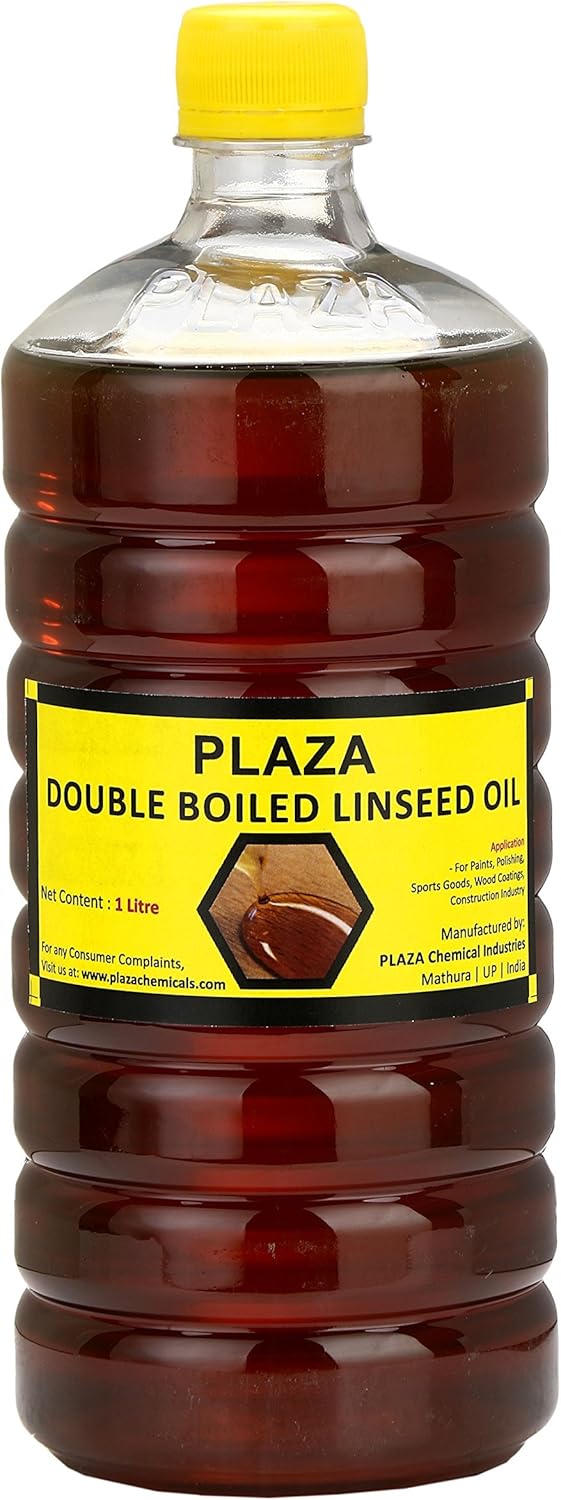PLAZA Double Boiled Linseed Oil 1 Litre | Wood Finish for Furniture, Cricket Bats, Guitars & Prep for Paint