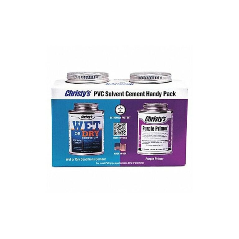 Christy’s Handy Pack PVC Cement & Purple Primer for Wet or Dry Conditions, 1/2 Pint (8 oz), Aqua Blue