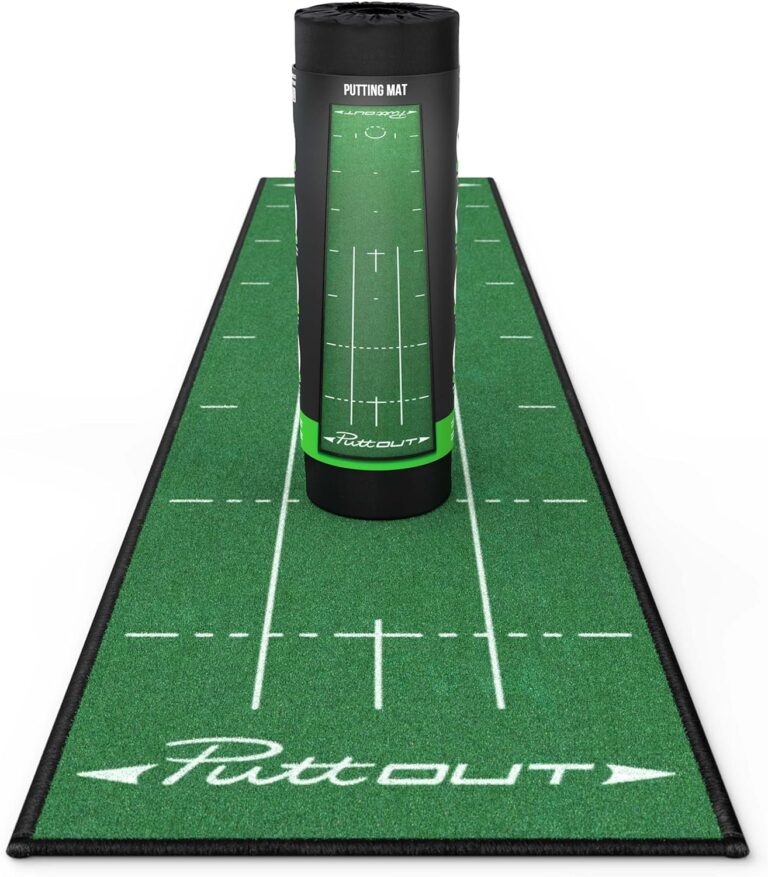 PuttOUT Medium Putting Mat: Perfect Your Golf Putting at Home | 7.9ft x 1.6ft Green Mat
