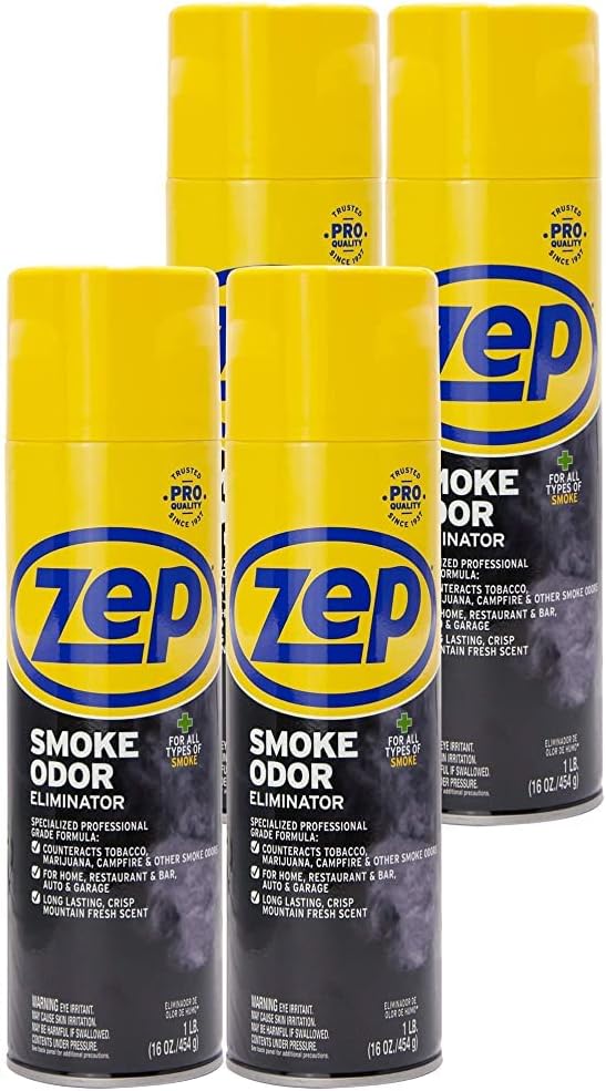 Zep Smoke Odor Eliminator Aerosol – Eliminate Cannabis & Tobacco Odors | 16 oz (Pack of 4)