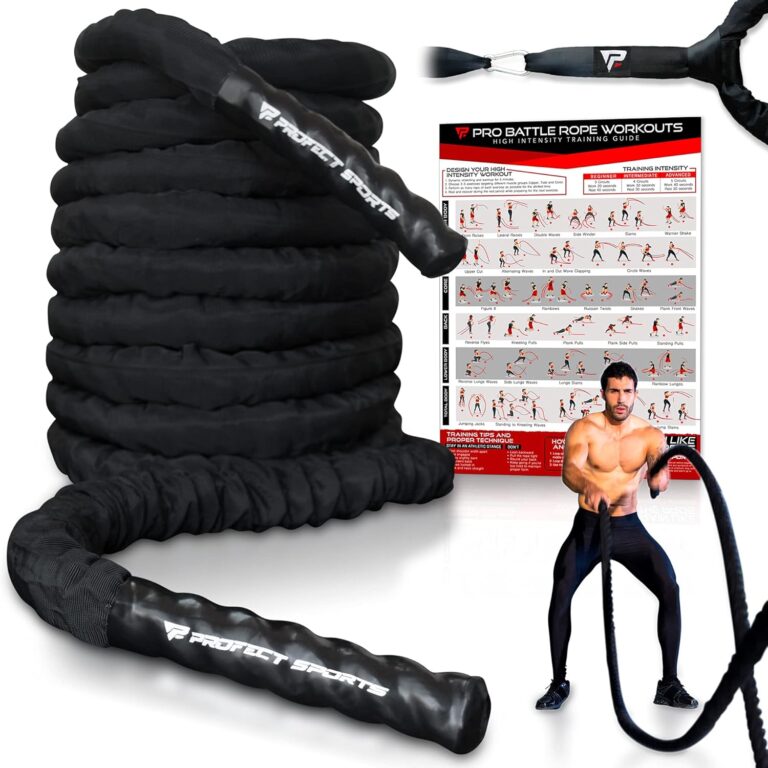 50 ft Heavy Duty Battle Rope with Protective Sleeve | Black ABS Grip for Strength Training, Cardio & CrossFit