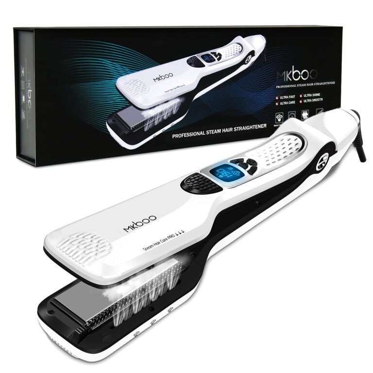 MKBOO Nano Titanium Ceramic Steam Flat Iron: Salon-Straight Hair at Home with Steam & Digital LCD