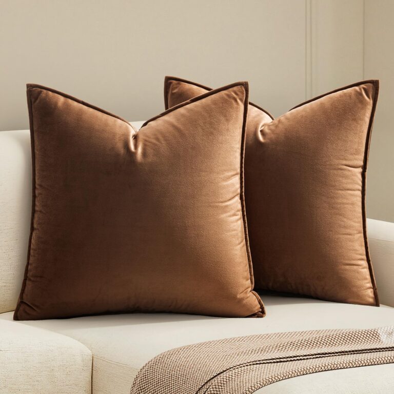 MIULEE Pack of 2 Brown Velvet Throw Pillow Covers – 18×18 Inch Soft Square Cushion Cases for Sofa, Bedroom, Car