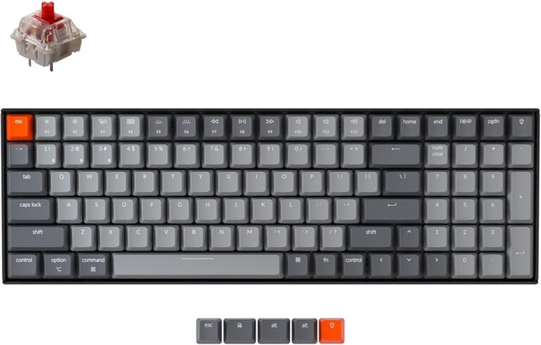 Keychron K4 V2: 96% Layout Wireless Mechanical Keyboard with Gateron G Pro Red Switches & White LED Backlight