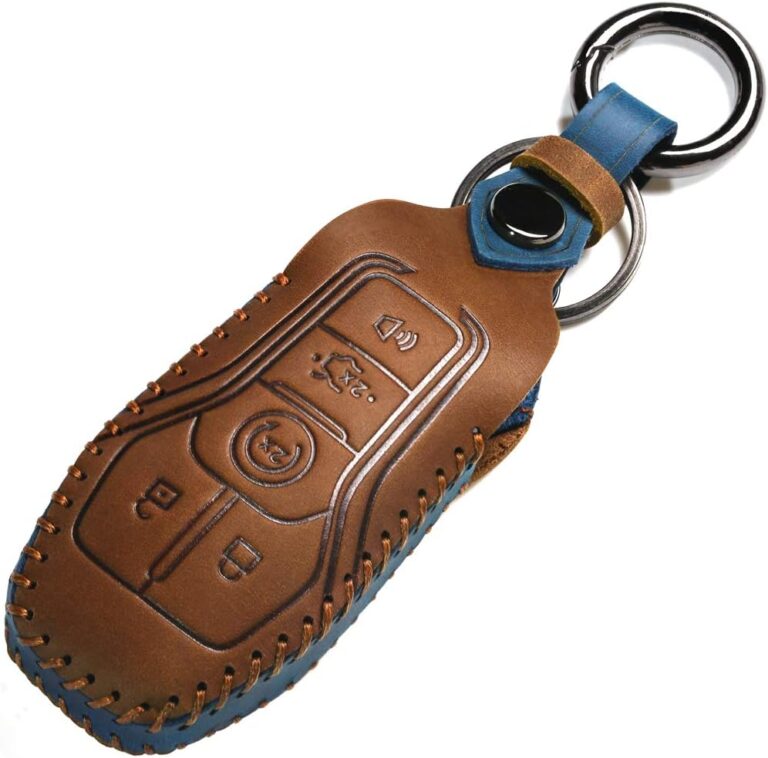 Leather Cover Key Fob Case Compatible with Ford Keyless Remote Control – Protective & Stylish (B-Brown)