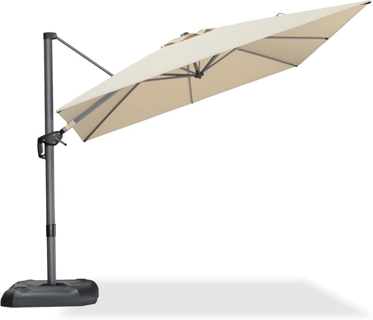 PURPLE LEAF 9ft Cantilever Patio Umbrella: 360° Rotating Outdoor Offset Umbrella for Pool, Deck & Garden