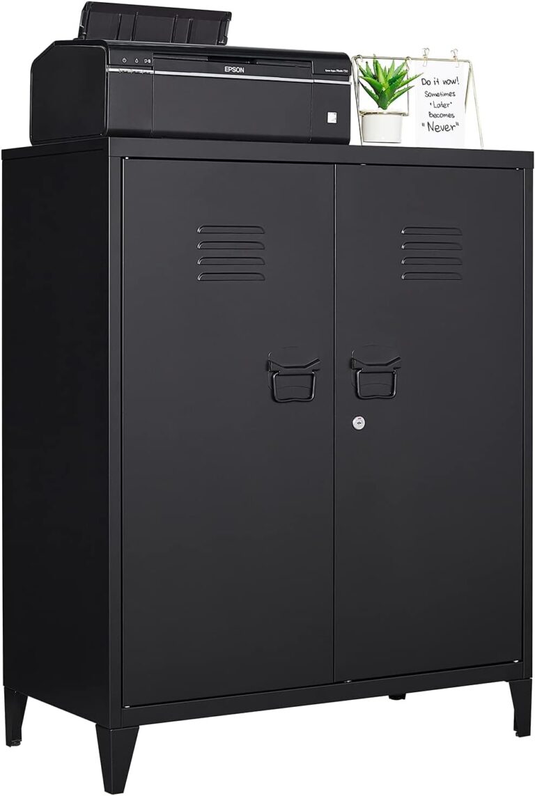 Metal Storage Cabinet with Doors & Adjustable Shelves | Locking Tool Cabinet for Garage, Home Office & Workshop (Black)