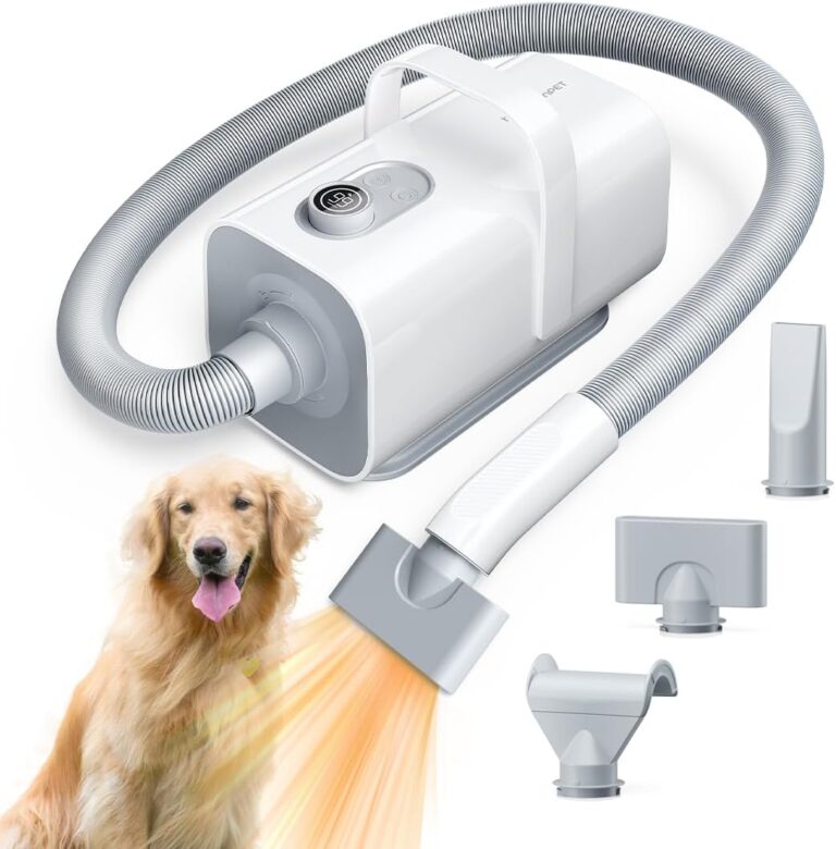 HomeRunPet Dog Dryer: Professional Pet Hair Dryer with Adjustable Speed & Temp, 3 Nozzles – Quiet Blow Dryer for Dogs