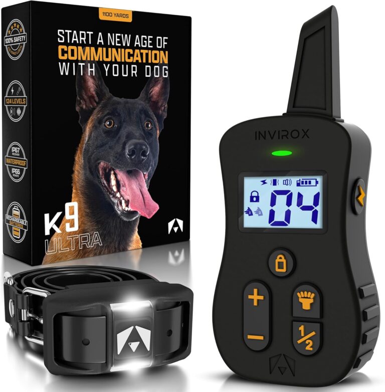 INVIROX Ultra K9 Dog Shock Collar: 124 Training Levels, 4 Modes, ¾ Mile Range – 100% Safe for Large Dogs