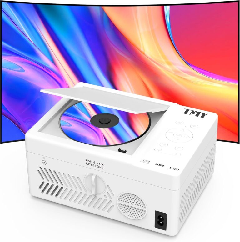 TMY Bluetooth Projector with Built-in DVD Player | 1080P Portable Mini Projector for Outdoor Movies & Home Entertainment