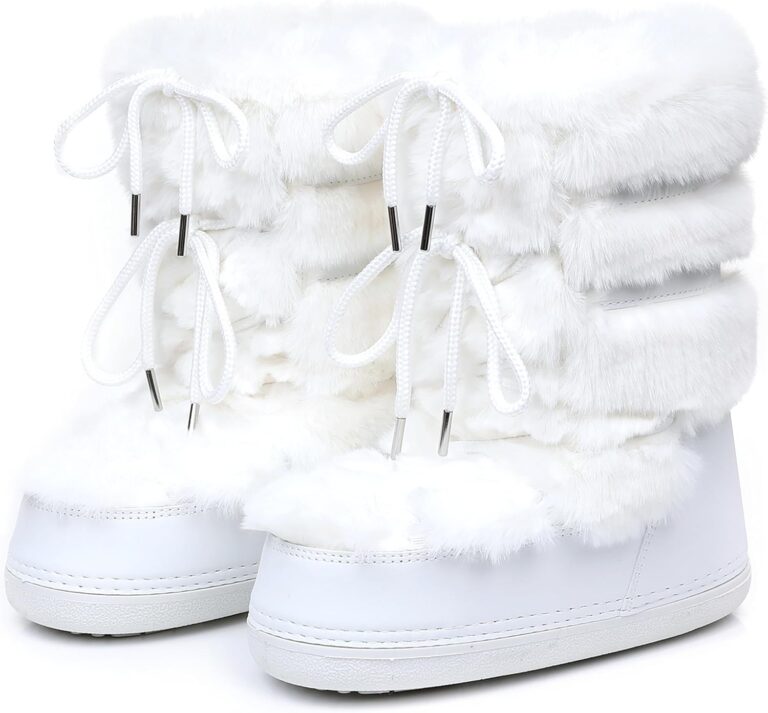 Furry Faux Fur Boots for Women: Fluffy Winter Snow Boots in Black, White & Pink | Water-Resistant Platform Boots