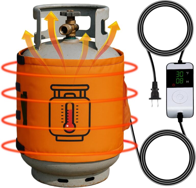 Propane Tank Heater Blanket with Thermostat & Timer – Adjustable Warmer for 5-40LB LP Cylinders, Waterproof for Camping & Grilling