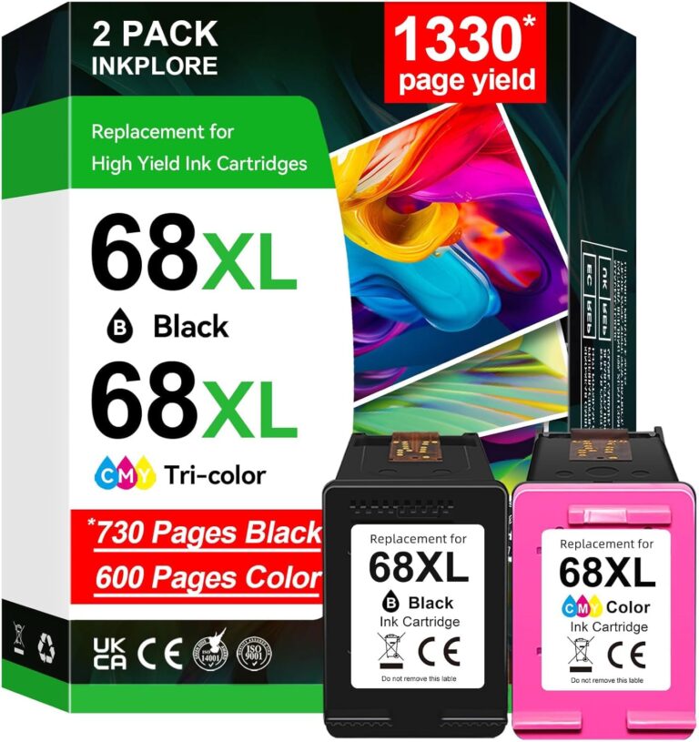 1330 Pages 68XL Ink Cartridge Combo Pack – HP 68/68e Compatible for Envy 6100e, 6152e, 6155e, 6500e, 6552e, 6555e, 6558e Printers