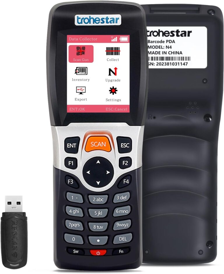 Wireless Barcode Scanner – 2.4GHz RF Handheld Inventory Scanner for Warehouse, Bookstore & Retail Management (Pink)